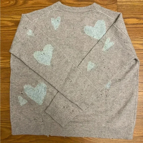 NWT Zadig & Voltaire Markus Heart Destroyed Cashmere Sweater Pink M - Picture 8 of 13